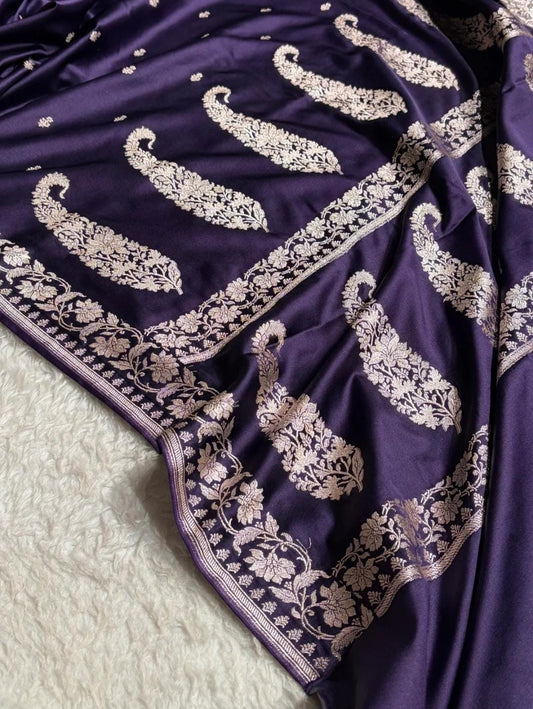 Beautiful Mashru silk saree in Dark purple colour