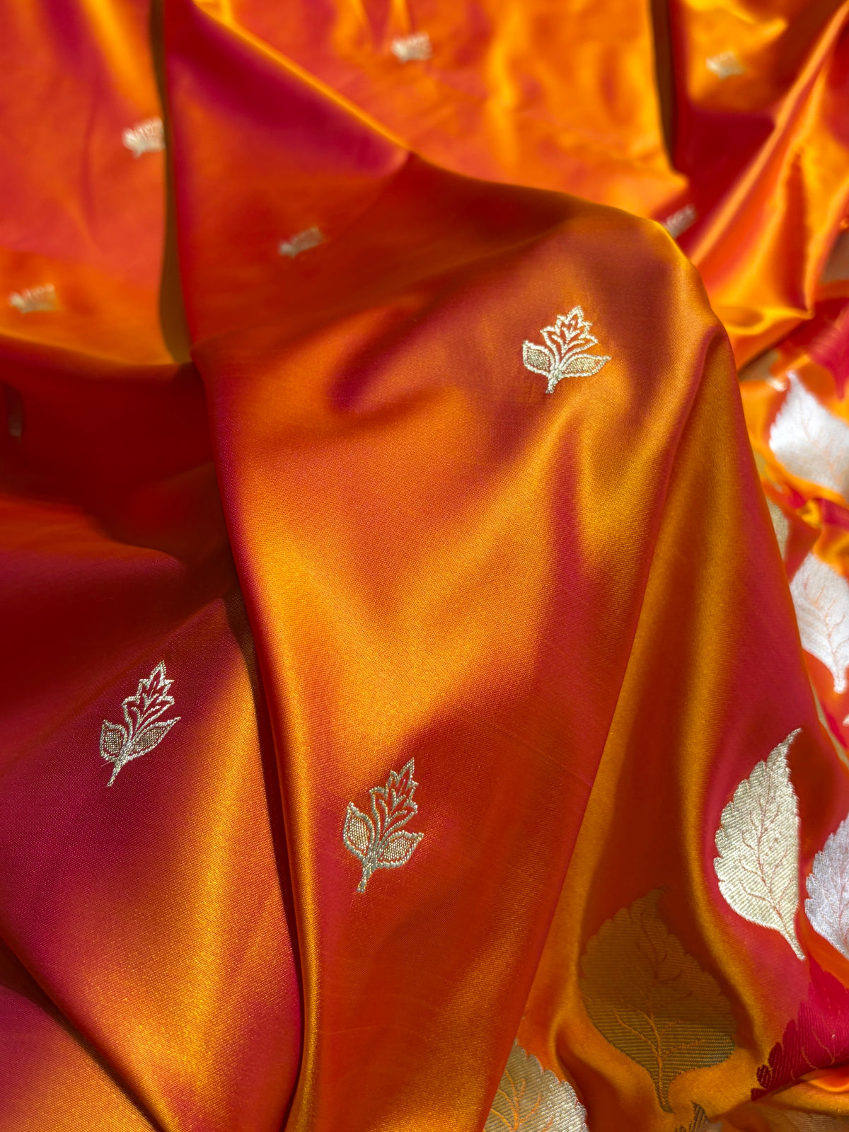 Beautiful Mashru silk saree in orange