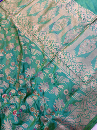 Beautiful Premium katan silk saree in light mint green colour