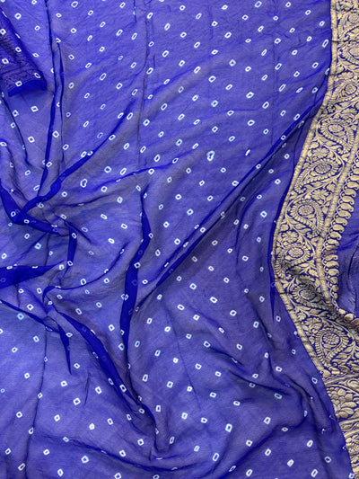 Pure georgette bandhani saree in beautiful dual shade