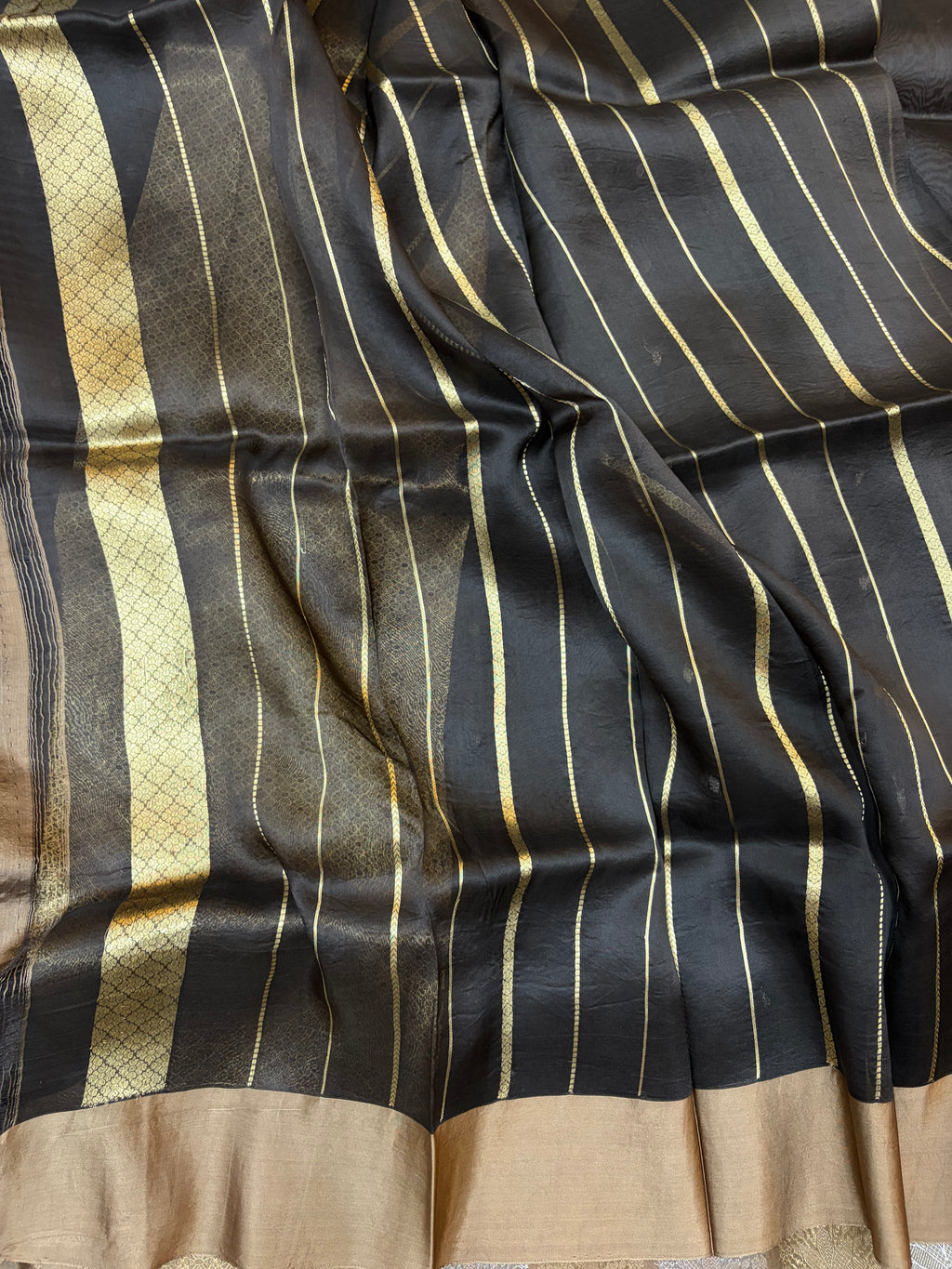 Pure handloom organza silk saree in dark brown colour