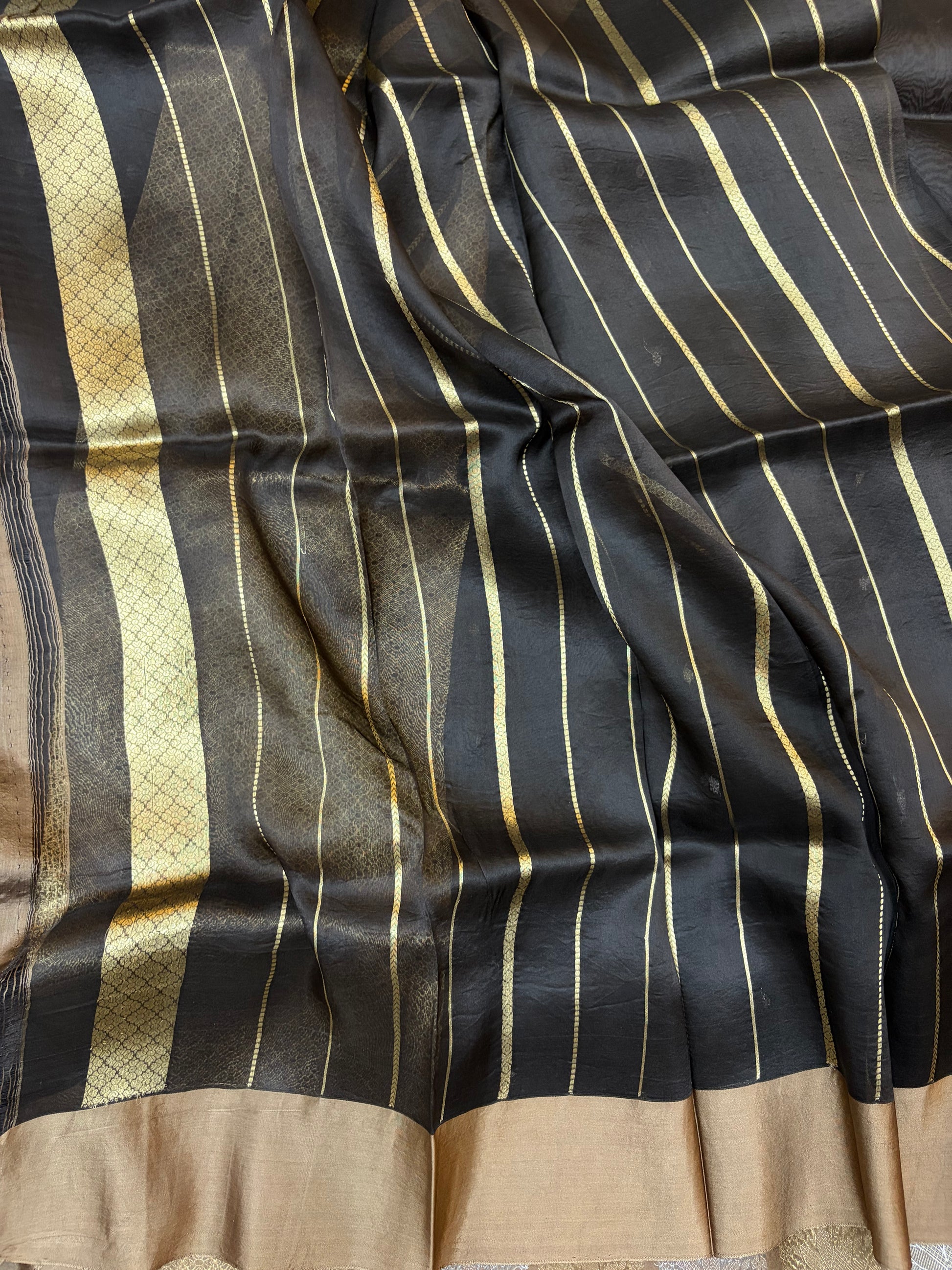 Pure handloom organza silk saree in dark brown colour