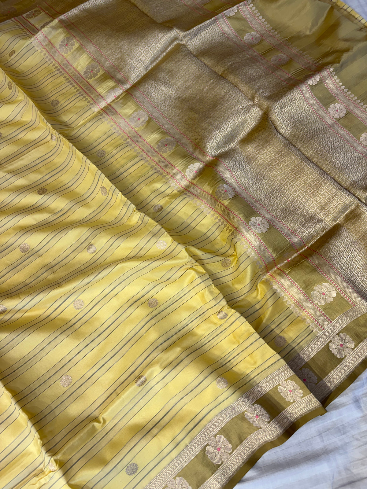 Handwoven pure Kora katan silk saree