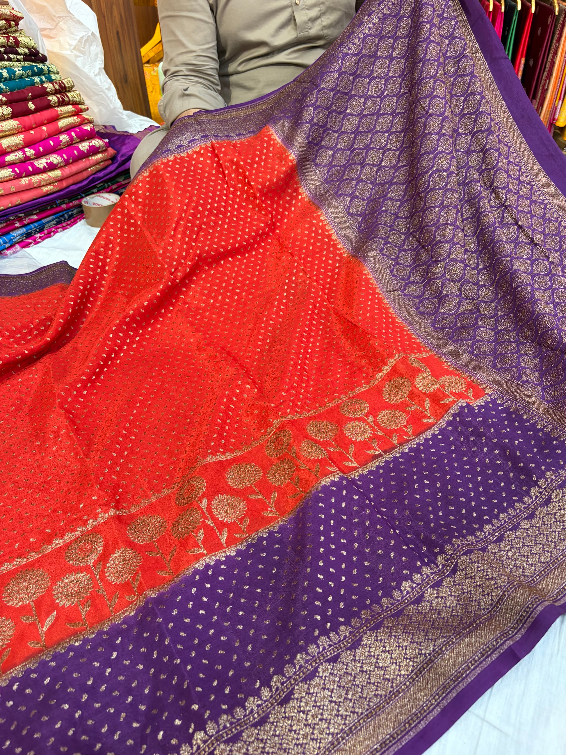 Beautiful Banarasi crepe silk saree