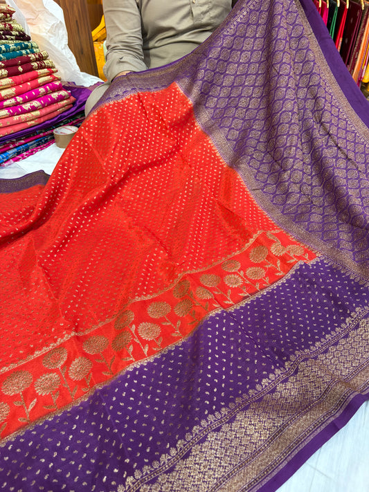 Beautiful Banarasi crepe silk saree