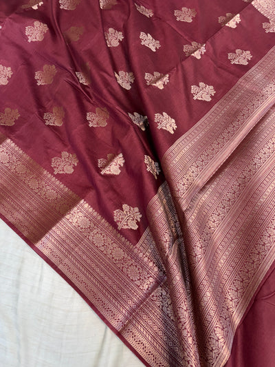 Banarasi soft katan silk saree in wine colour