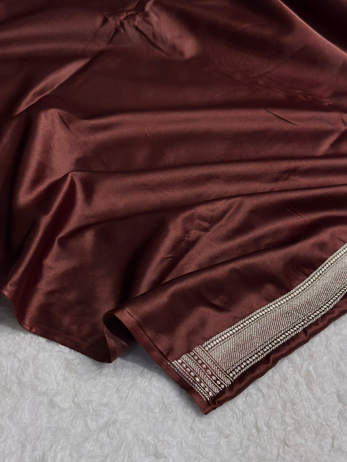Beautiful Mashru silk saree in chocolate colour