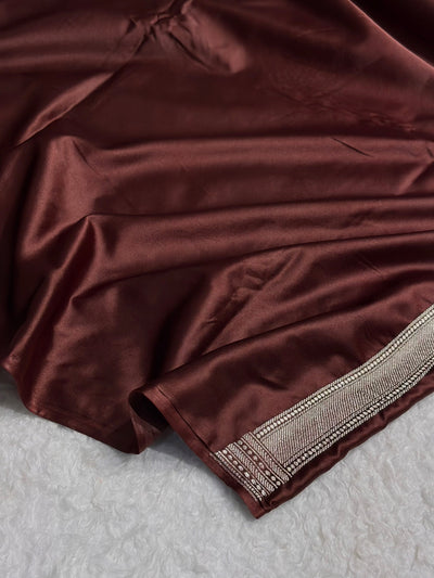 Beautiful Mashru silk saree in chocolate colour