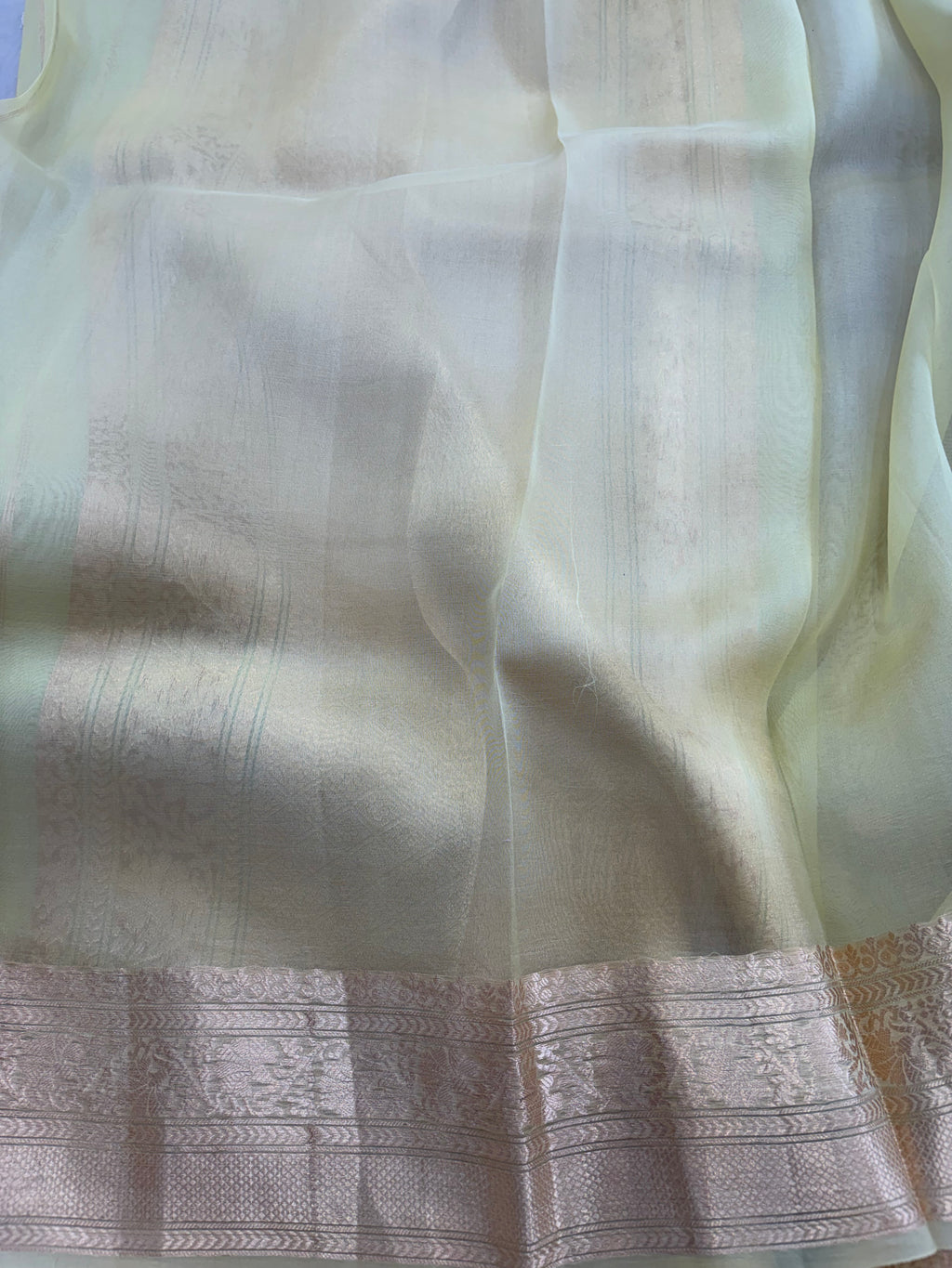 Pure handloom organza silk saree in pastel colour