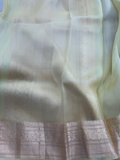 Pure handloom organza silk saree in pastel colour