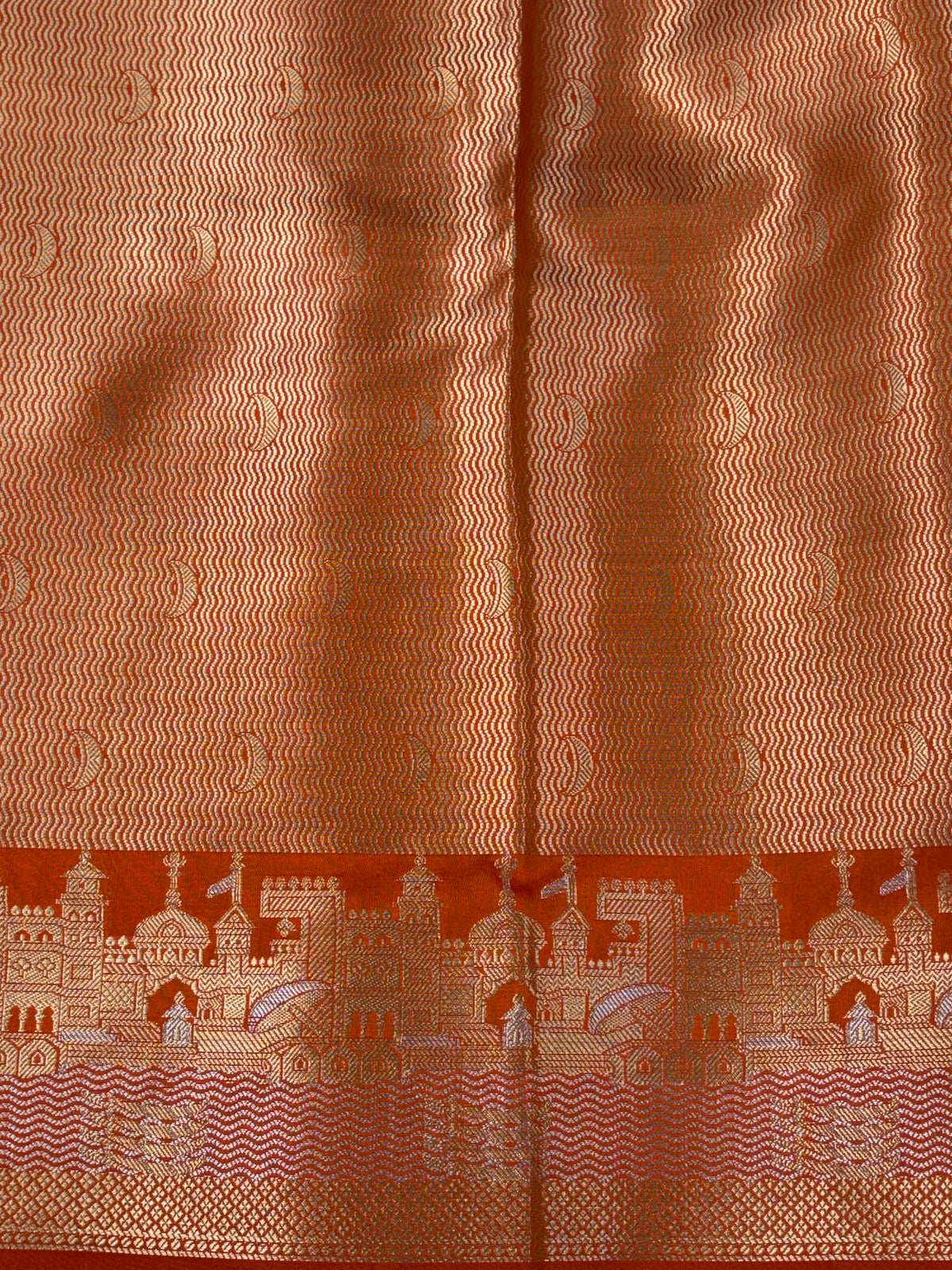 Banarasi soft katan silk saree in rust orange  colour