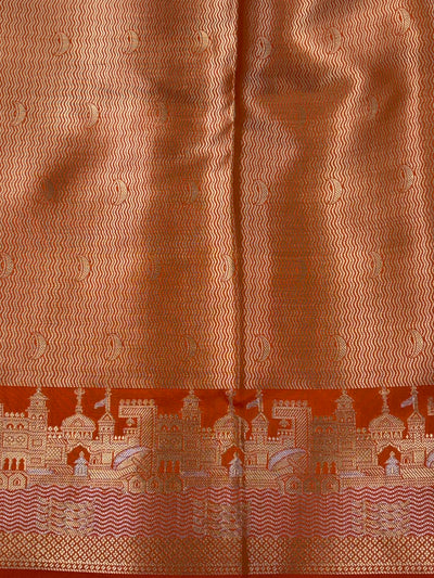 Banarasi soft katan silk saree in rust orange  colour