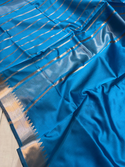 Banarasi soft silk saree in Firozi blue colour