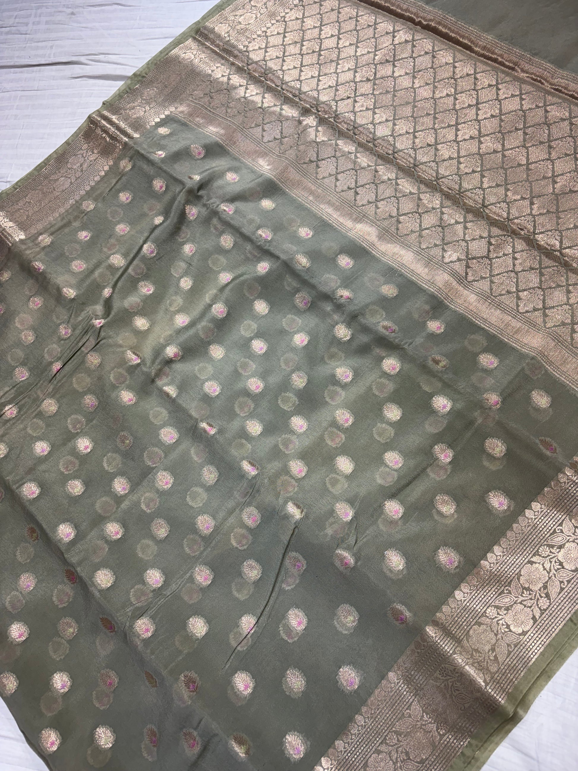 Banarasi semi georgette silk saree in Grey colour