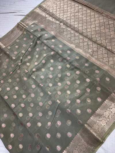 Banarasi semi georgette silk saree in Grey colour