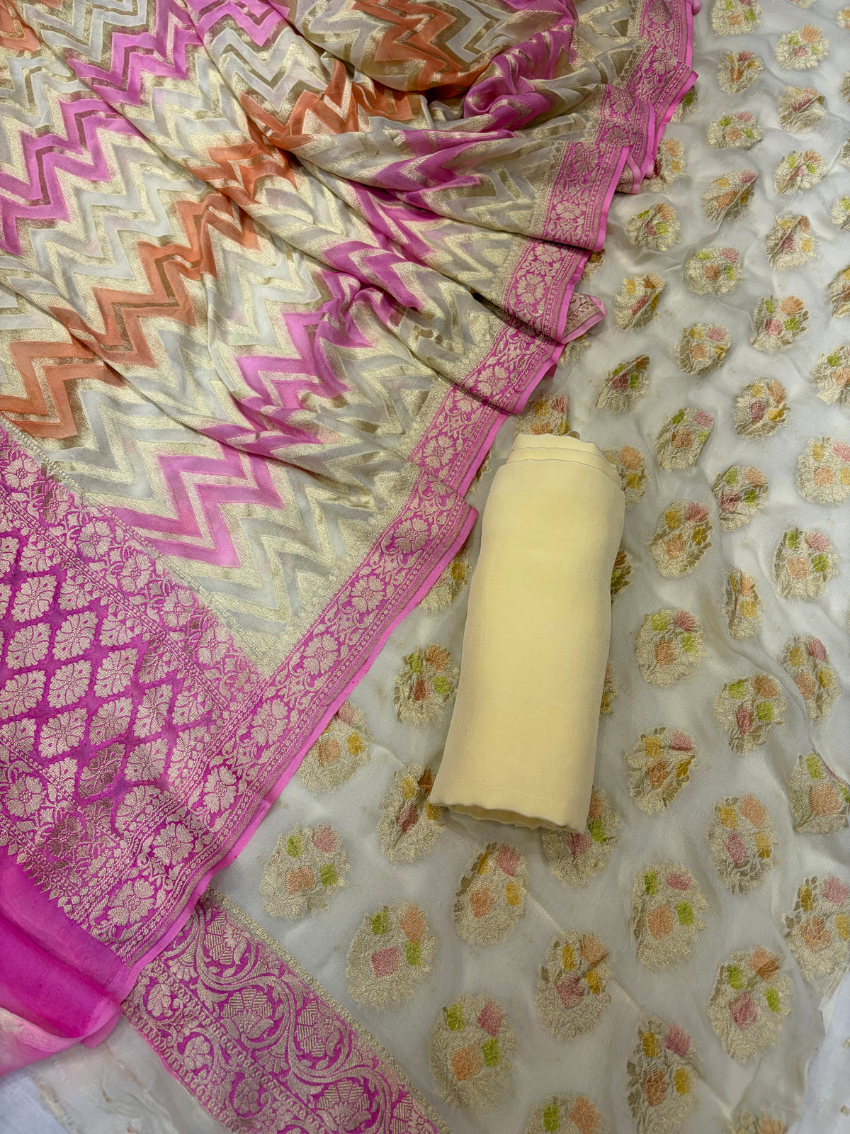 Pure Georgette Hand Brush Suit Set