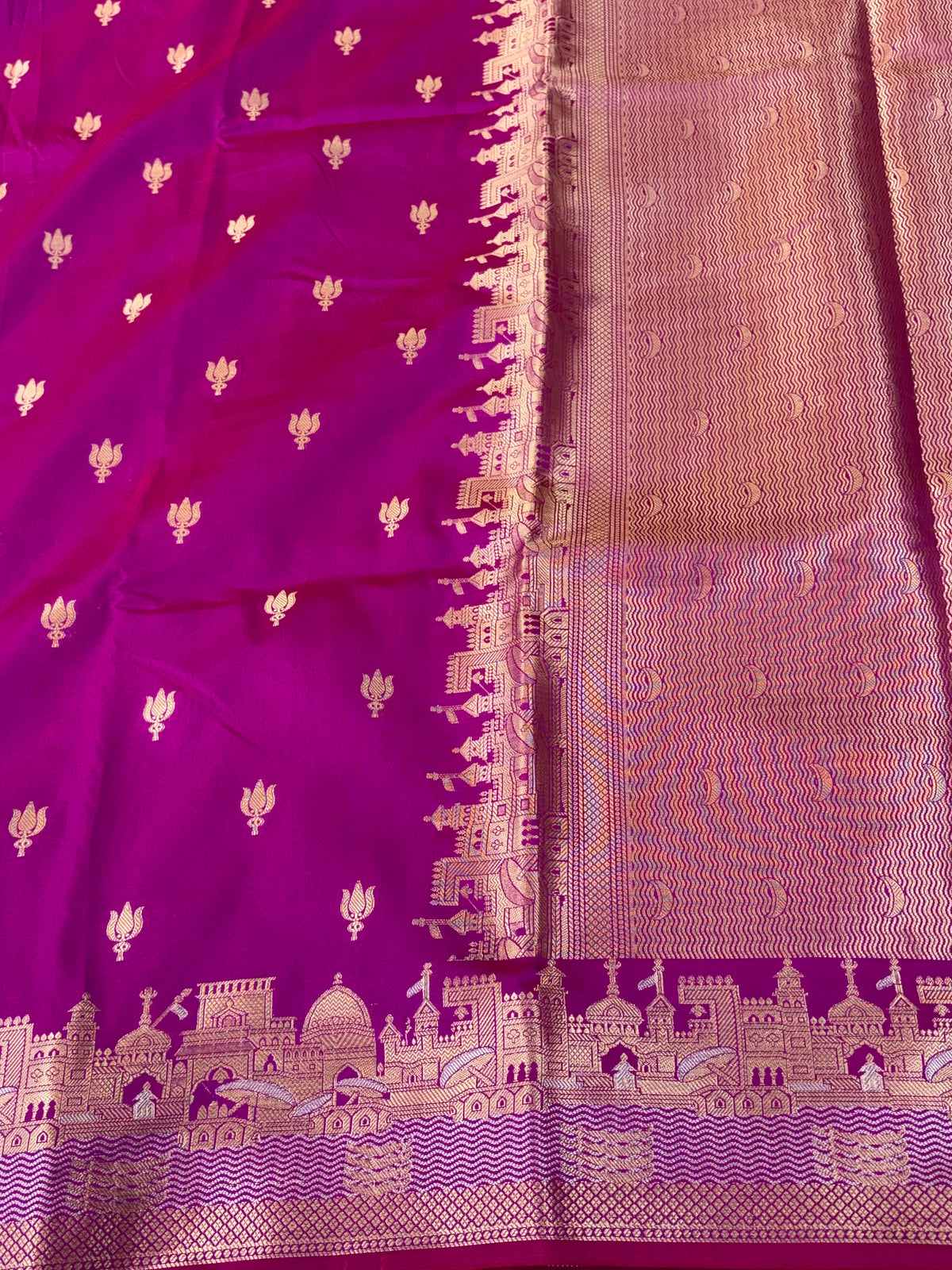 Banarasi soft katan silk saree in Magenta colour