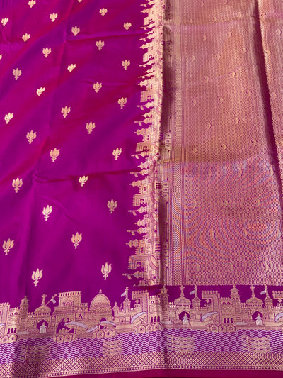 Banarasi soft katan silk saree in Magenta colour