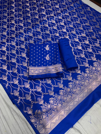 Beautiful Banarasi Mashru silk suit in Royal blue colour