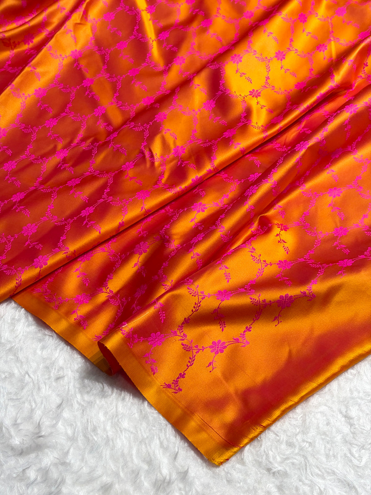 Beautiful Mashru silk saree in orange