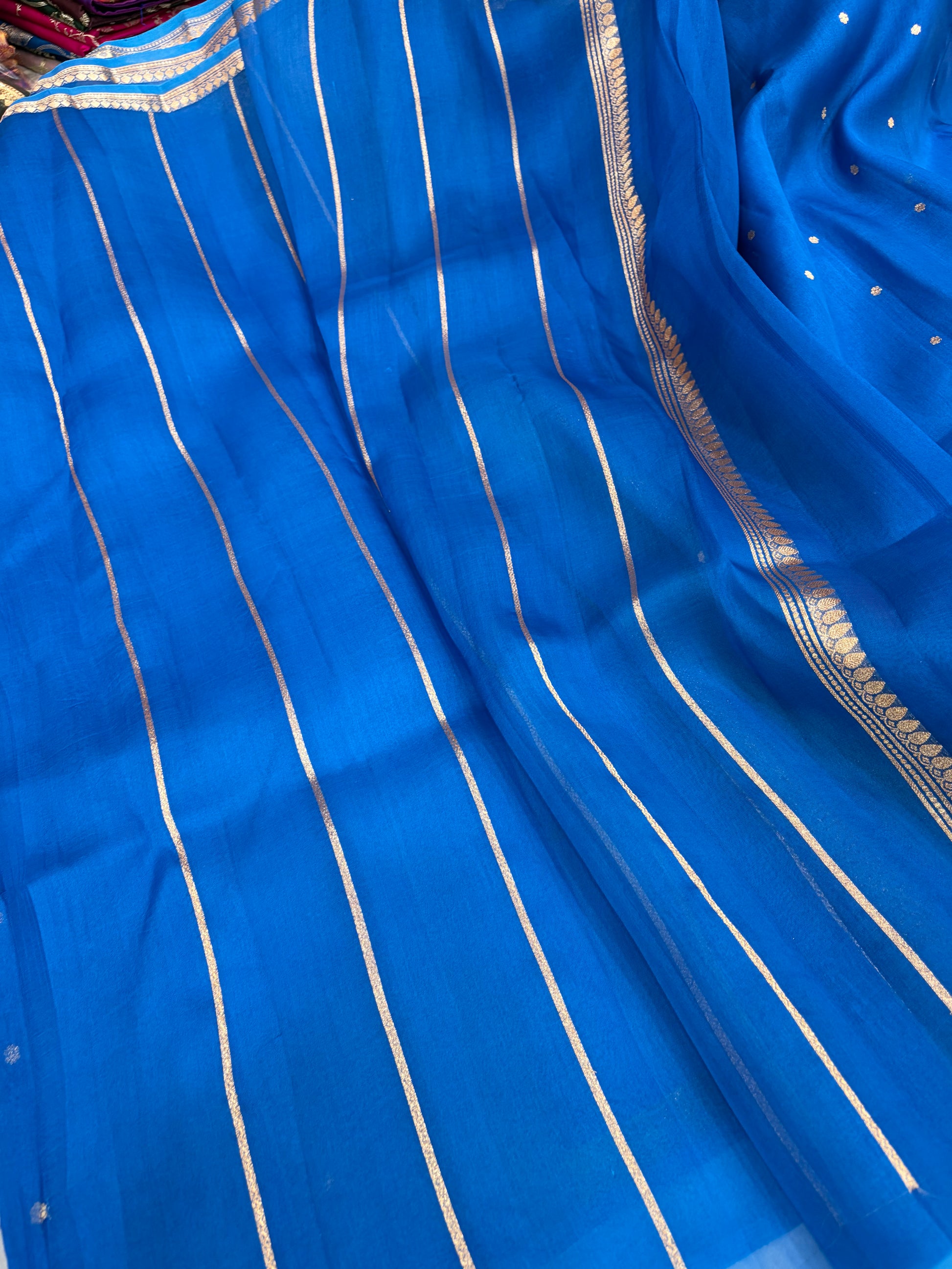 Pure handloom organza silk saree in Royal blue colour