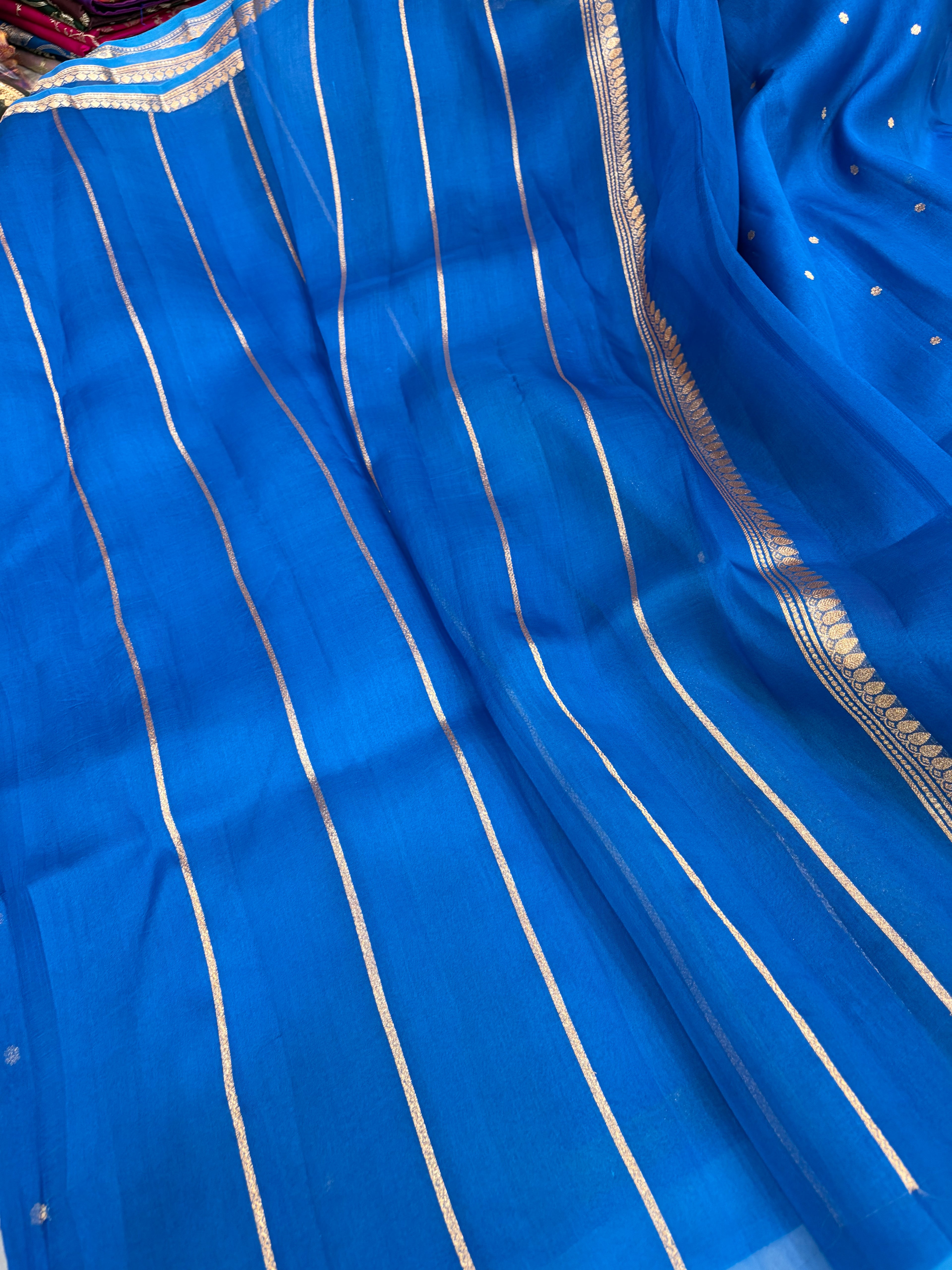 Pure handloom organza silk saree in Royal blue colour