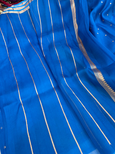 Pure handloom organza silk saree in Royal blue colour