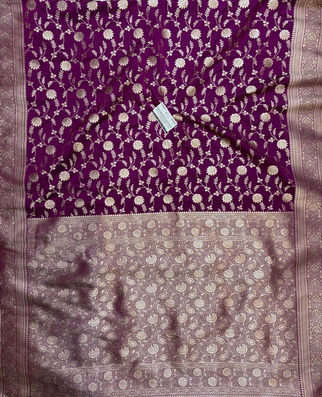 Purple Mashru Silk Saree With Zari Jaal Border