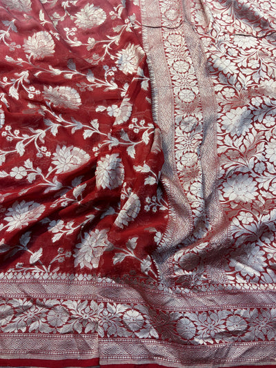 Premium Pure georgette silk sarees in beautiful dual colour shade