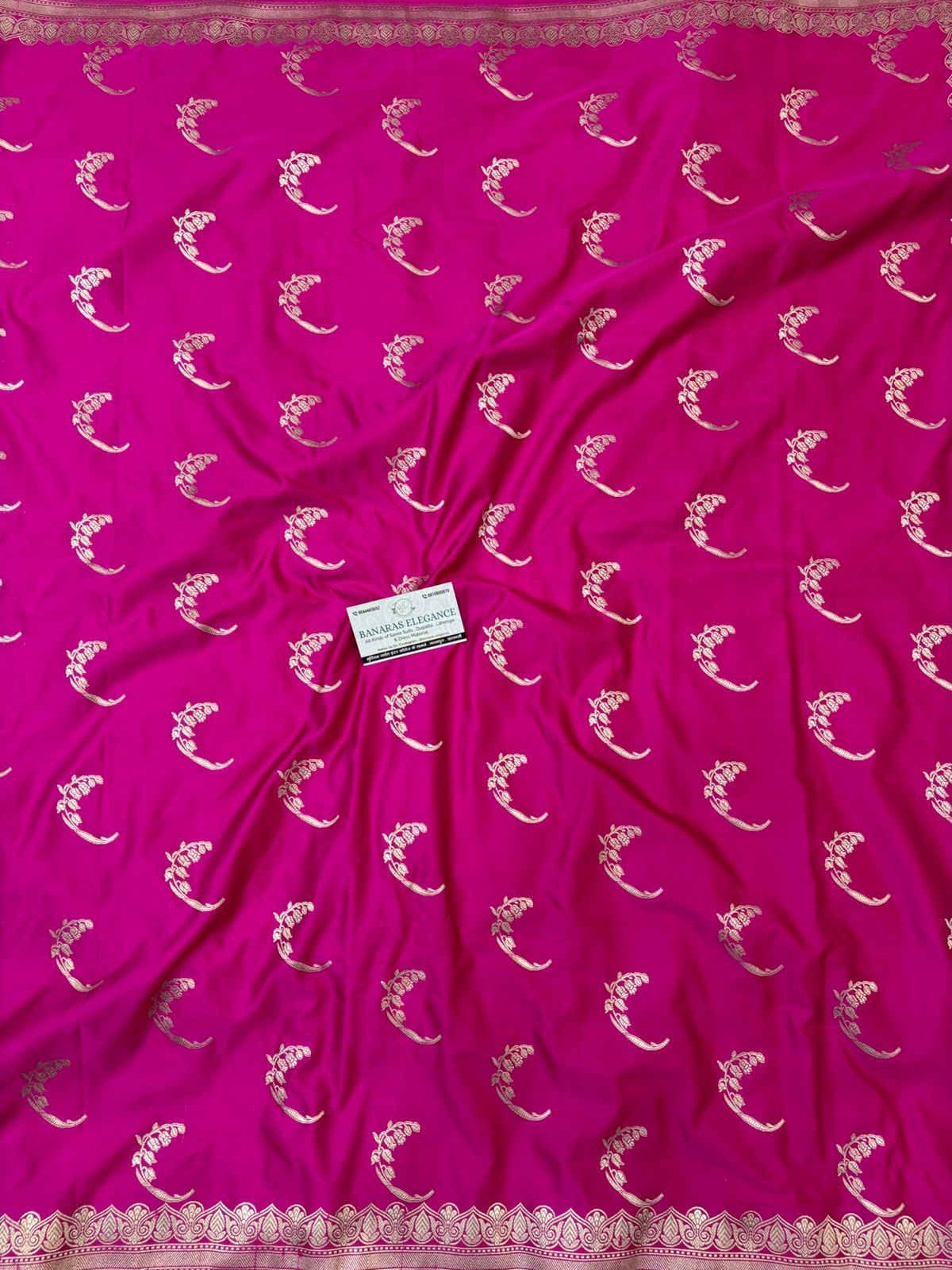 Magenta Mashru Silk Saree With Zari Border