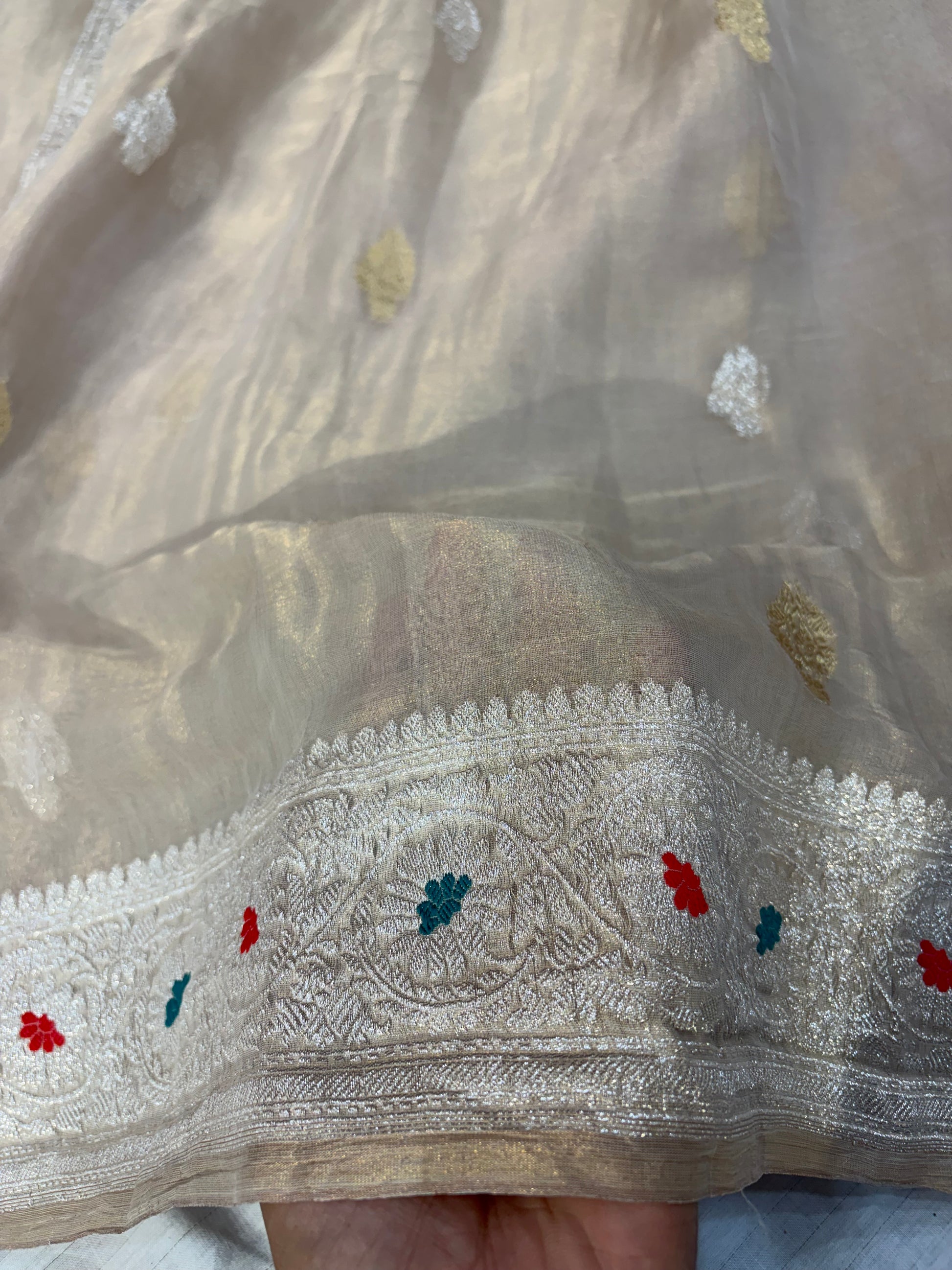 PURE KHADDI TISSUE SILK SAREE IN OFF WHITE COLOUR
