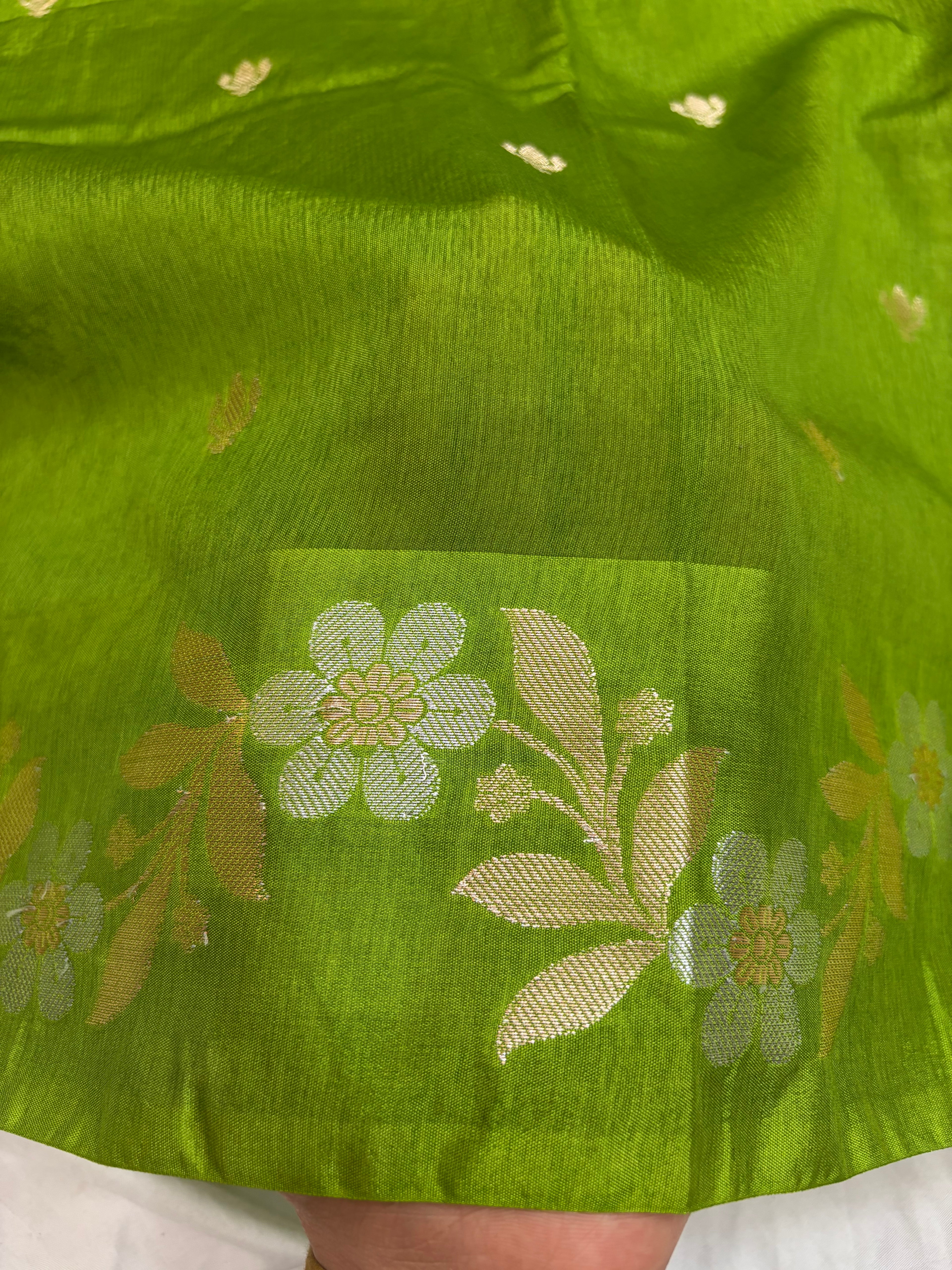 Banarasi mango silk saree in green colour