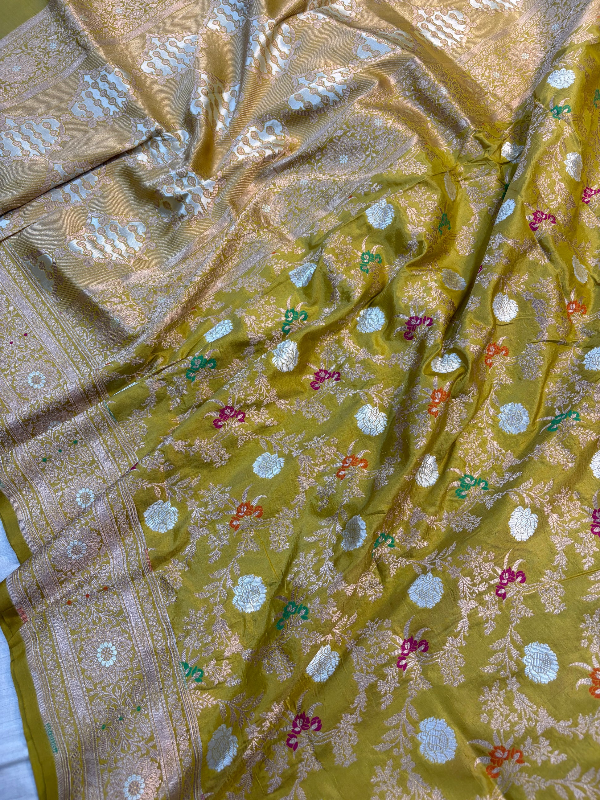 Beautiful Premium katan silk saree in olive colour