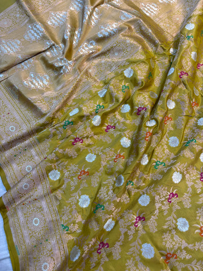 Beautiful Premium katan silk saree in olive colour