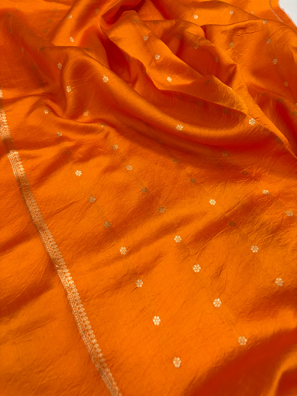 Pure raw mango saree in orange colour