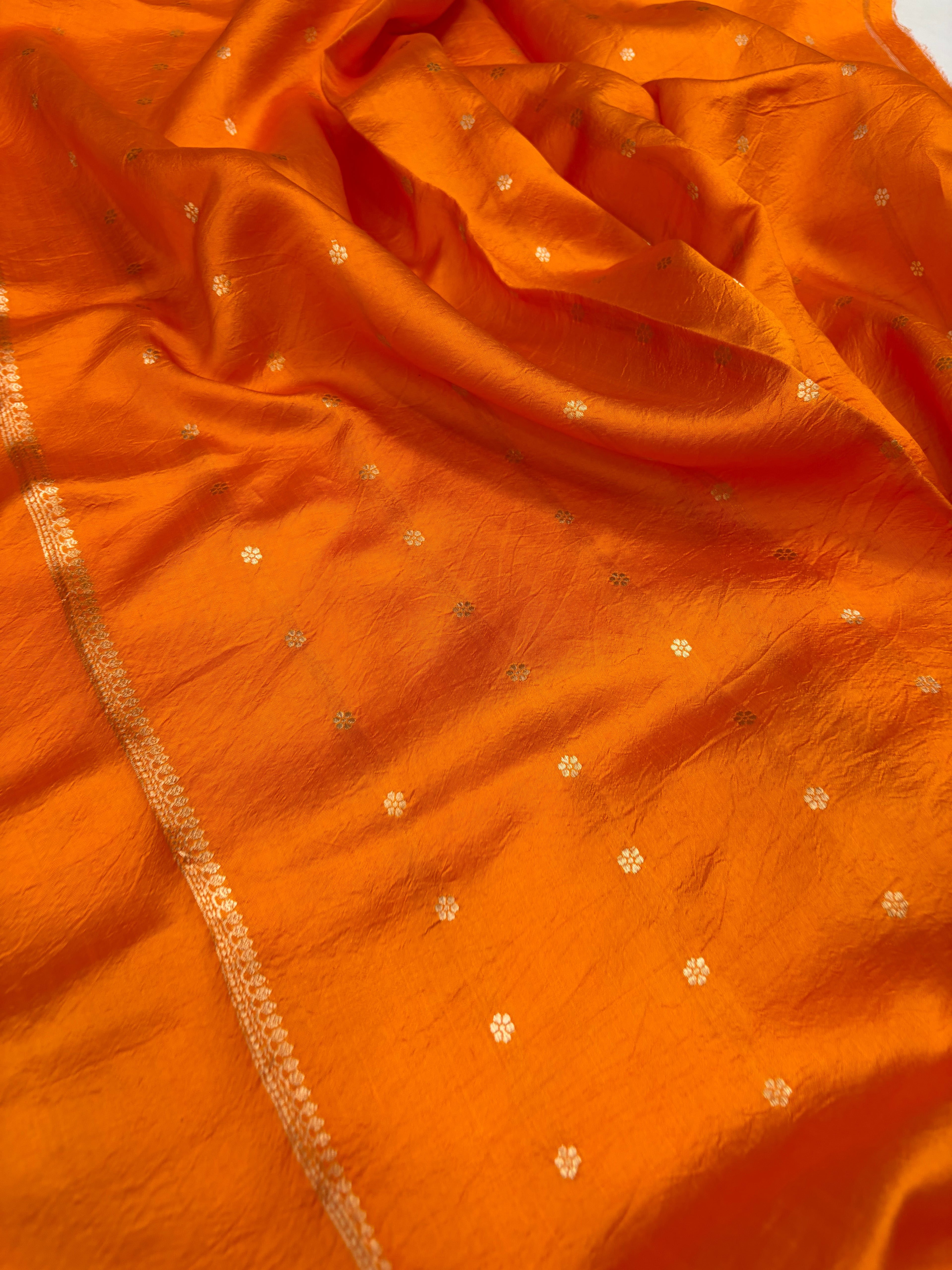 Pure raw mango saree in orange colour