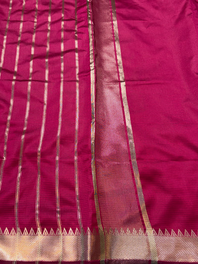 Banarasi soft silk saree in Rani colour