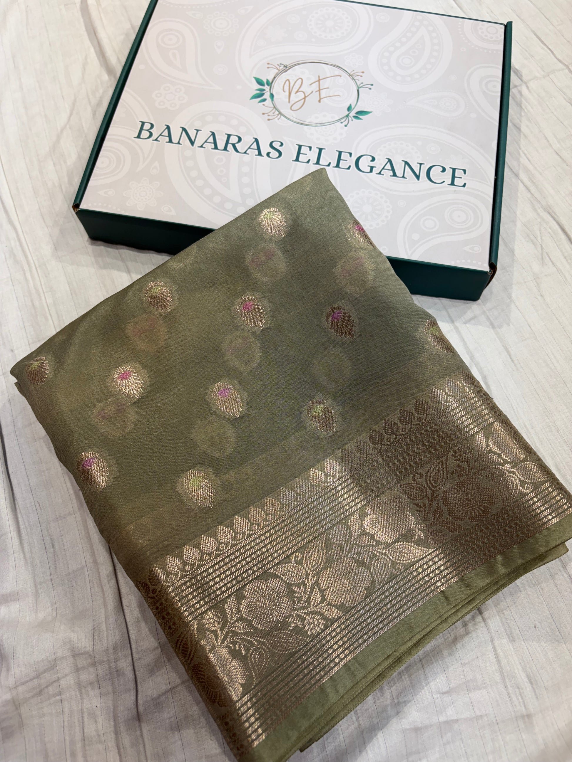 Banarasi semi georgette silk saree in Grey colour
