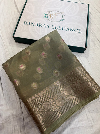 Banarasi semi georgette silk saree in Grey colour