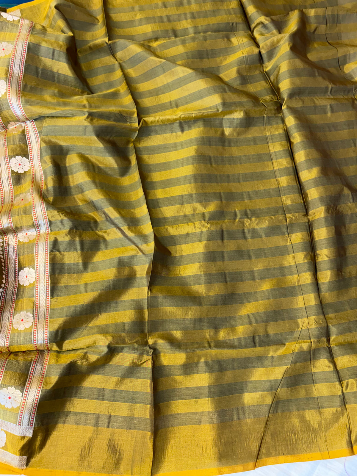 Handwoven pure Kora katan silk saree