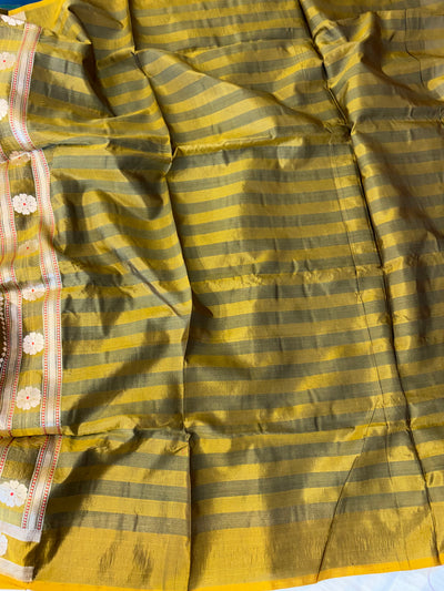 Handwoven pure Kora katan silk saree
