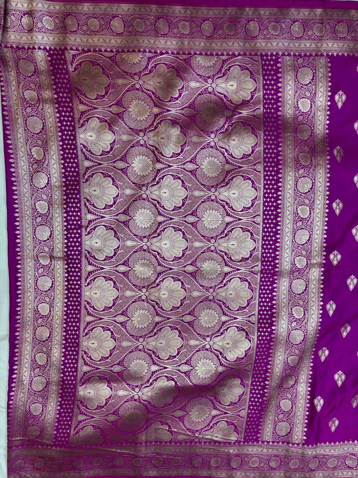 Purple Mashru Silk Saree With Zari Banarasi Border Booti