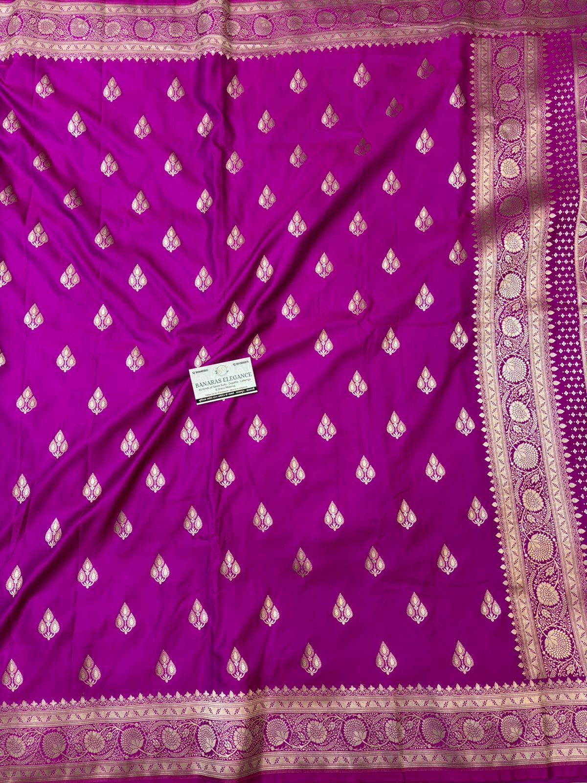 Purple Mashru Silk Saree With Zari Banarasi Border Booti