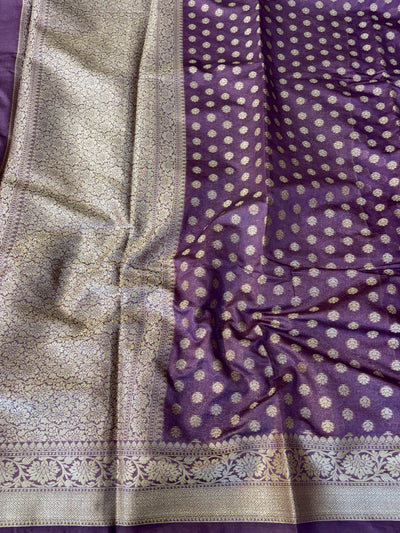 Banarasi georgette silk saree in dark lavender colour