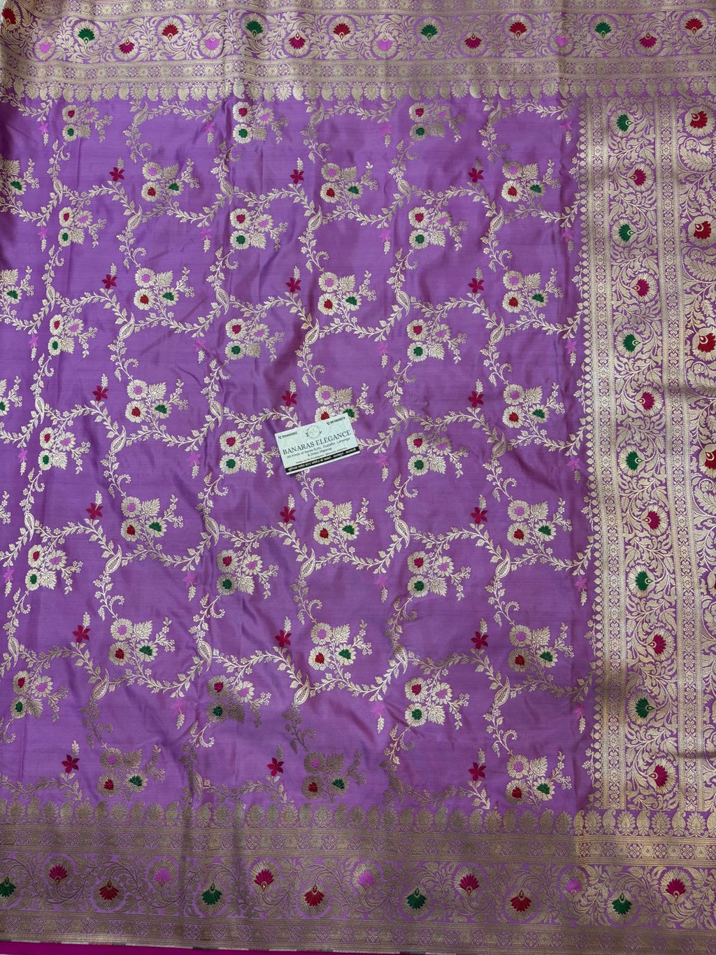 Lavender Mashru Silk Saree With Zari Banarasi Mina Border Mina Jaal