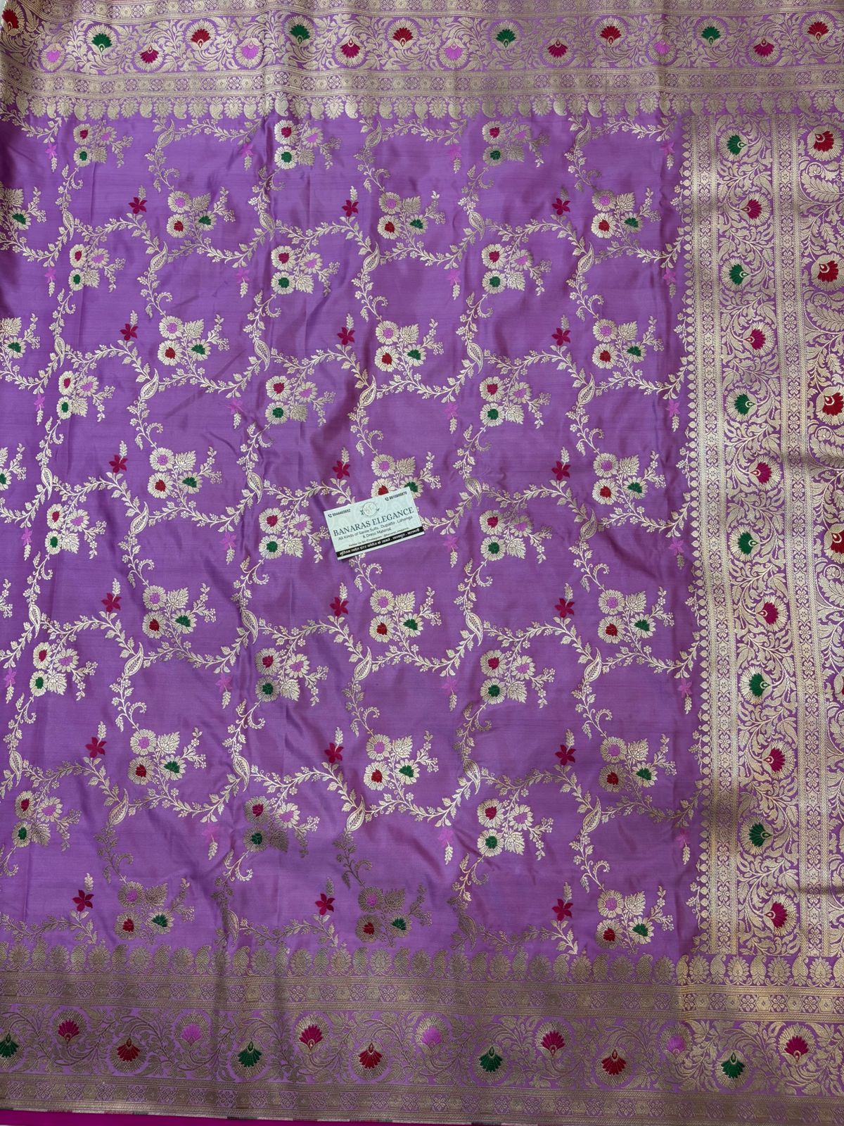 Lavender Mashru Silk Saree With Zari Banarasi Mina Border Mina Jaal
