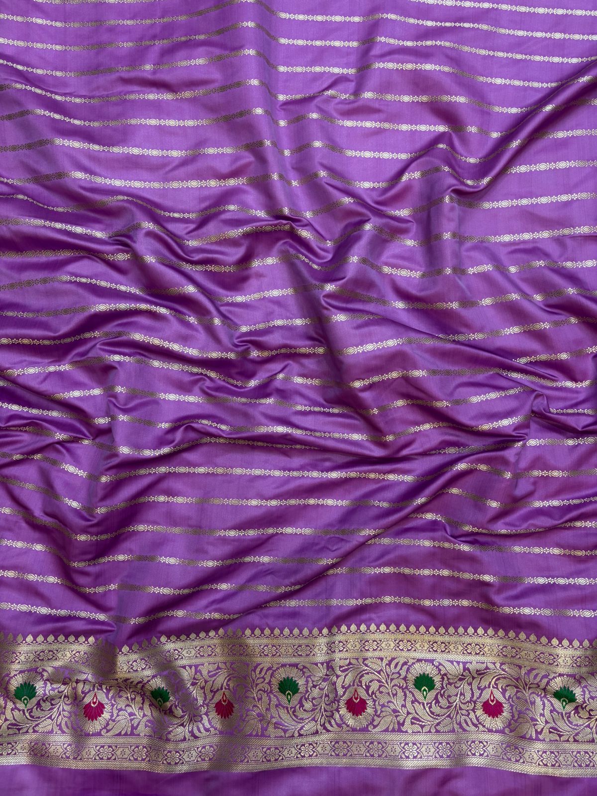 Lavender Mashru Silk Saree With Zari Banarasi Mina Border Mina Jaal