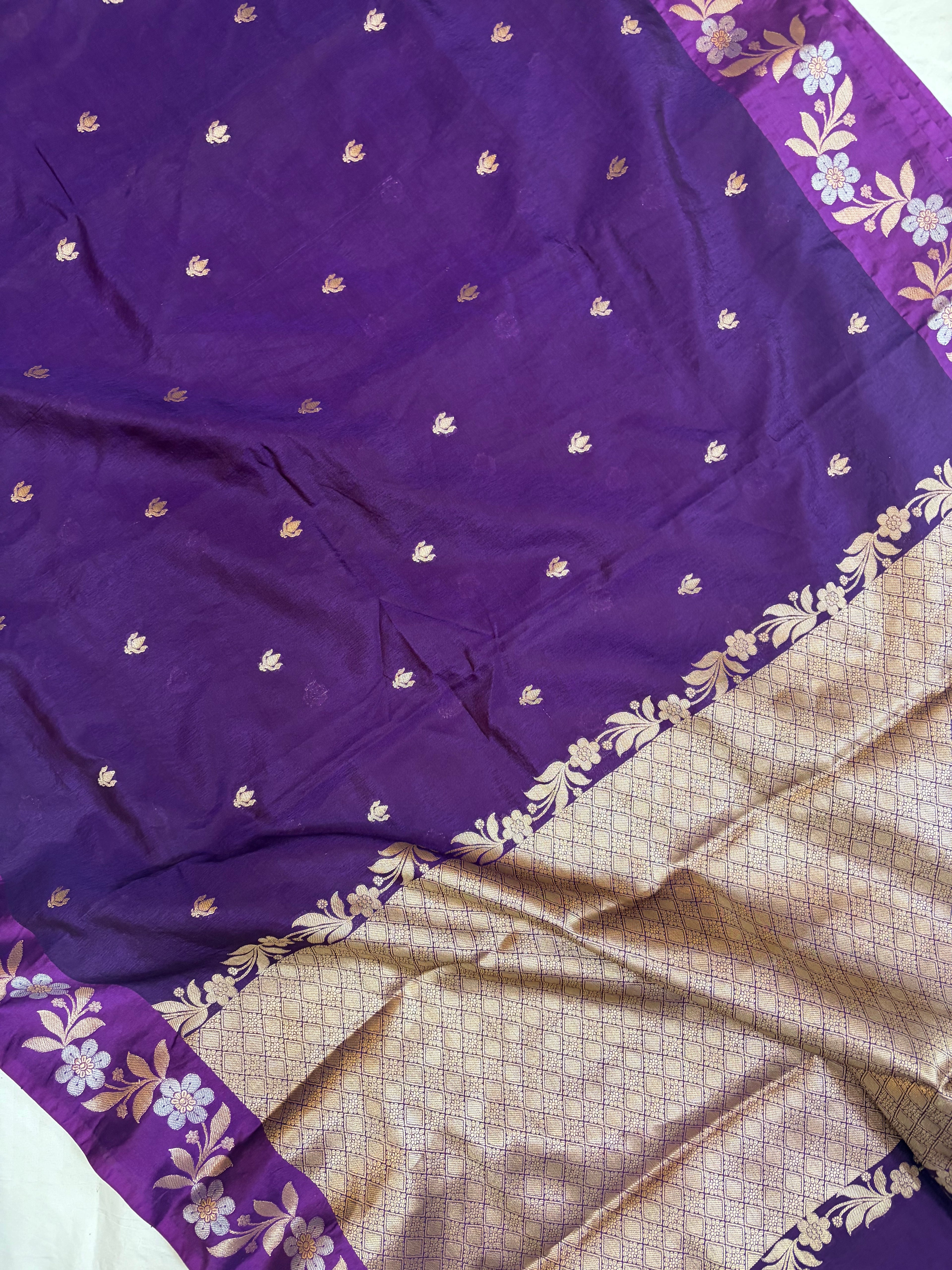 Banarasi mango silk saree in purple colour