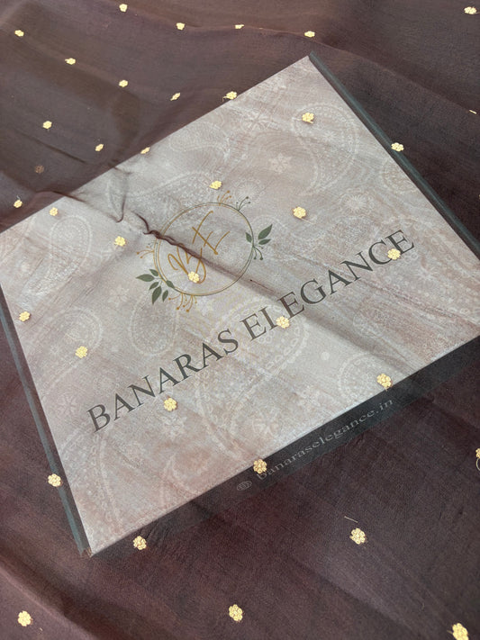 Pure handloom Kora silk saree in brown colour