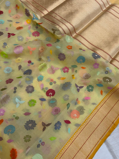 Beautiful Premium kora katan silk saree with all over kaduwa meenakari work